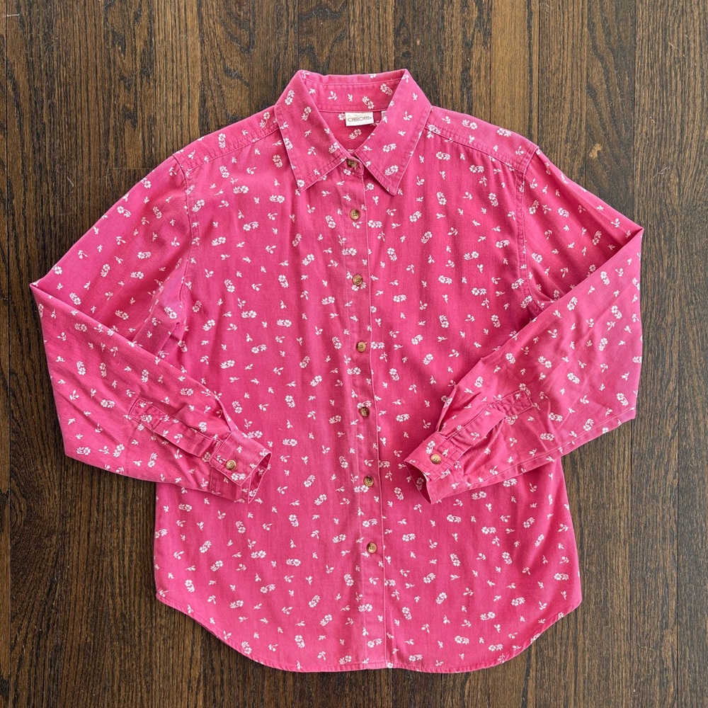 Cherokee Pink and White Button Down Shirt
